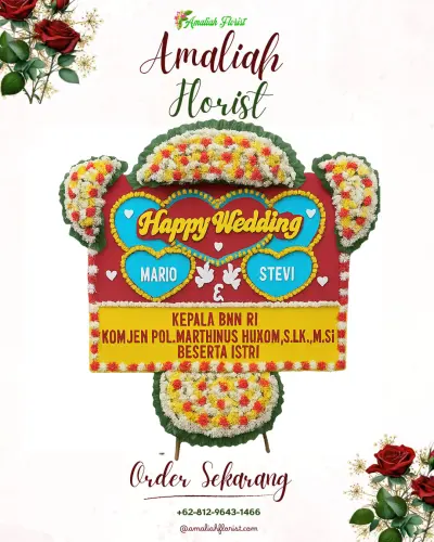 Karangan Papan Bunga Pernikahan di Cipelang